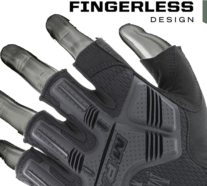 Mechanix Wear M-Pact Fingerless Covert Tactical Gloves, Large | Impact Protection & Vibration Absorption with Heavy Duty Build, Machine Washable for Long-Lasting Use