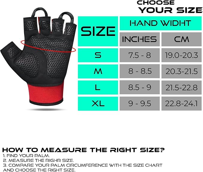 BEAST RAGE Workout Gloves for Men, Durable Palm Grip Gym Gloves Women Half Finger Elasticated Training Weight Lifting Strength Bodybuilding Anti Slip Cycling Gloves Exercise