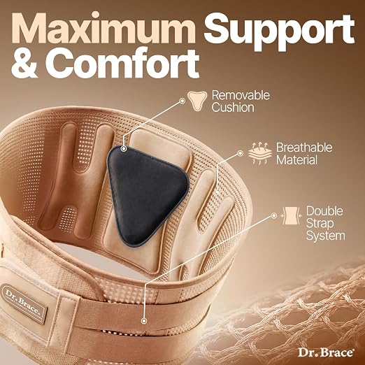 DR. BRACE® Lower Back Brace for Men & Women for Lower Back Pain Relief, Revolutionary Versatile Splints System & Removable Lumbar Pad, Adjustable & Breathable Back Support Brace