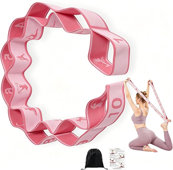 Fabric Exercise Straps, Number Stretch Resistance Bands with 10/12 Loops | Stretching Strap for Exercise, Physical Therapy, Rehab & Flexibility, Home Gym Equipment for Yoga, Pilates, Dance, Gymnastics