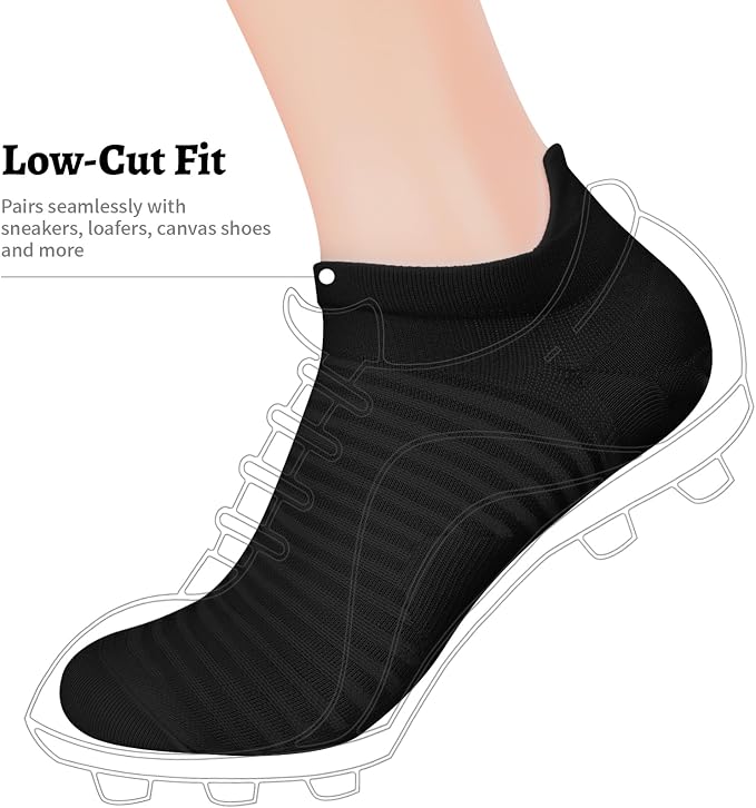 Ankle Compression Socks Men & Women with Arch Support for Running 6 Pairs | Low Cut Ankle Socks with Tab, Breathable Socks for Walking, Gym, Yoga, Cycling, Travel, or Everyday Use