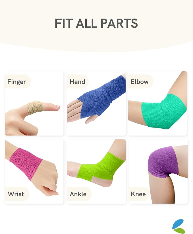 FriCARE Self Adhesive Bandage Wrap, Medical Tape in First Aid Kit | Elastic Cohesive Bandages for Sports/Vet/Wrist Ankle Wounds, 2 Inches X 5 Yards, Latex-free 6 Rolls, Pastel Haven