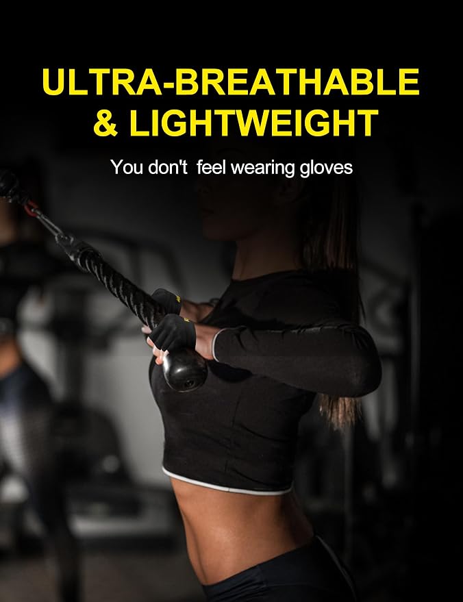 KUTOOK Weight Lifting Workout Gloves for Men/Women, 3mm XRD Padding Grip Gym Gloves, Breathable Partial Gloves for Calluses, Weightlifting Gloves for Exercise, Kettlebell, Pull-Ups, Cross Training