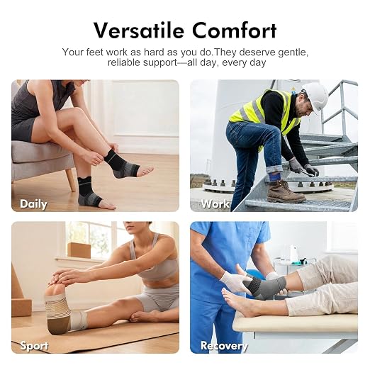 PAPLUS 6 Pairs Compression Socks with Arch Support for Plantar Fasciitis | Ankle Brace for Achilles Tendonitis, Heel Pain, Swelling & Arthritis Relief, Foot Compression Sleeve for Women, Men, White L