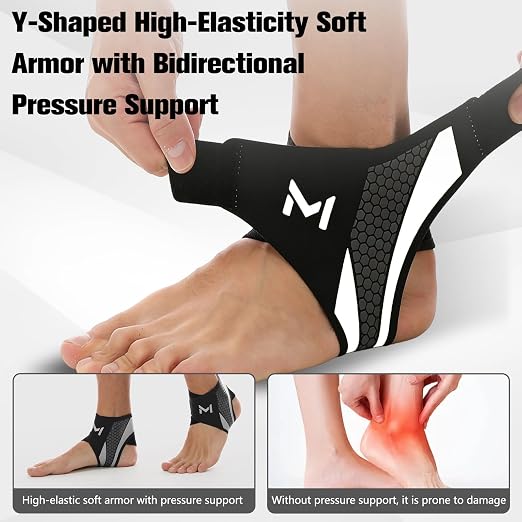 Ankle Brace Compression Support Stabilizer for Men Women, Ankle Support with Adjustable Wrap for Sports Training and Daily Activity, Protection Plantar Fasciitis Relief,Tendonitis,Sprained(Gray)