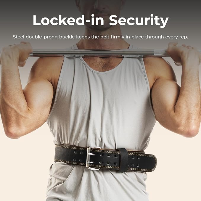 Sunny Health & Fitness S-XXL Leather Weightlifting Belt w/ 6" Back Support