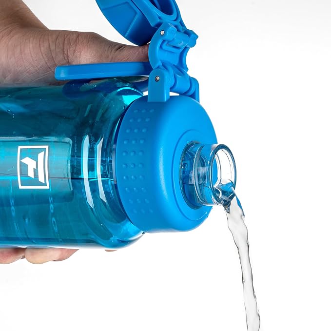 Fanhaw 32 oz Clear BPA-Free Tritan Water Bottle with Fast-Flow Spout Lid, BPA-Free & Leak-Proof Wide-Mouth Reusable Bottle for Gym, School & Office, Back to School Essentials (Classic Blue)