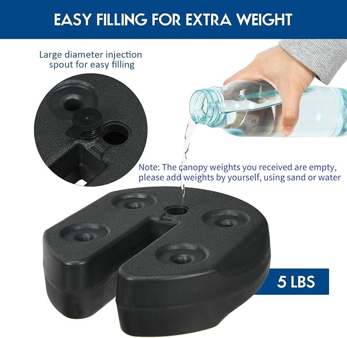 Tangkula Set of 6 Canopy Weights, 30lbs Weight Plate Kit with No-Pinch Design for Easy Installation and Removal, Water & Sand Filled Tent Weights for Legs, Ideal for Tents, Canopies, Umbrellas
