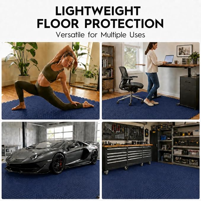18pcs Puzzle Exercise Mat, 12.6"x12.6"x0.4", 18sqft EVA Interlocking Foam Floor Tiles, Protective, Water-Resistant Flooring for Home Gym & Workout Equipment