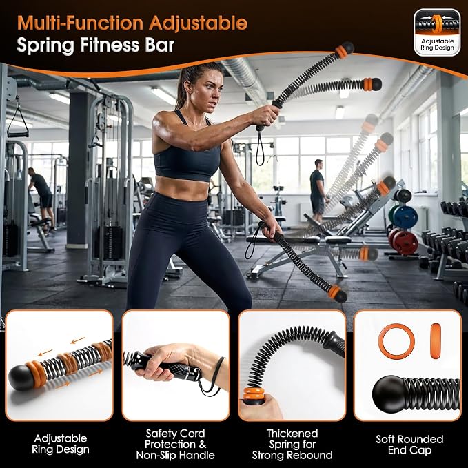 Ropeless Battle Rope Portable Cordless Weighted for Home Gym(Black) | Adjustable sliding weights No anchor needed Non-slip grip & wrist strap Quiet HIIT at home Full-body cardio & strength