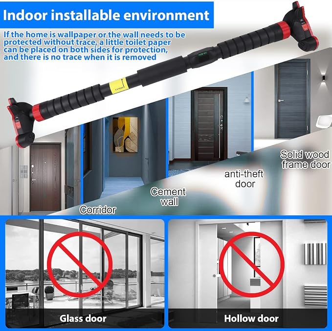 Garvee Pull Up Bar for Doorway,Adjustable Chin Up Bar for with Level Meter | 440 LBS Max Load,No Screws Needed
