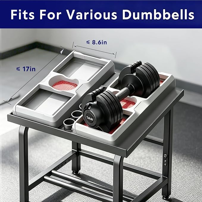 Heavy Duty Adjustable Dumbbell Rack Only, 500 LBS Load Capacity H-Frame Weight Stand, Universal Dumbbell Holder with Adjustable Support & Leveling Feet, Compact Fitness Storage Organizer for Home Gym Garage Apartment (Dumbbell Not Included)