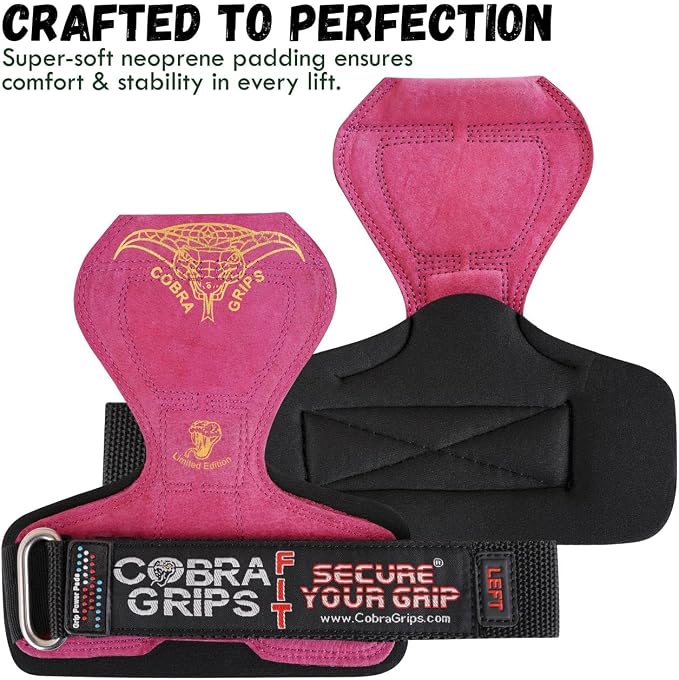 Cobra Grips Weight Lifting Gloves with Adjustable Neoprene Padded Wrist Wraps - Heavy Duty Alternative to Power Lifting Hooks for Deadlifts