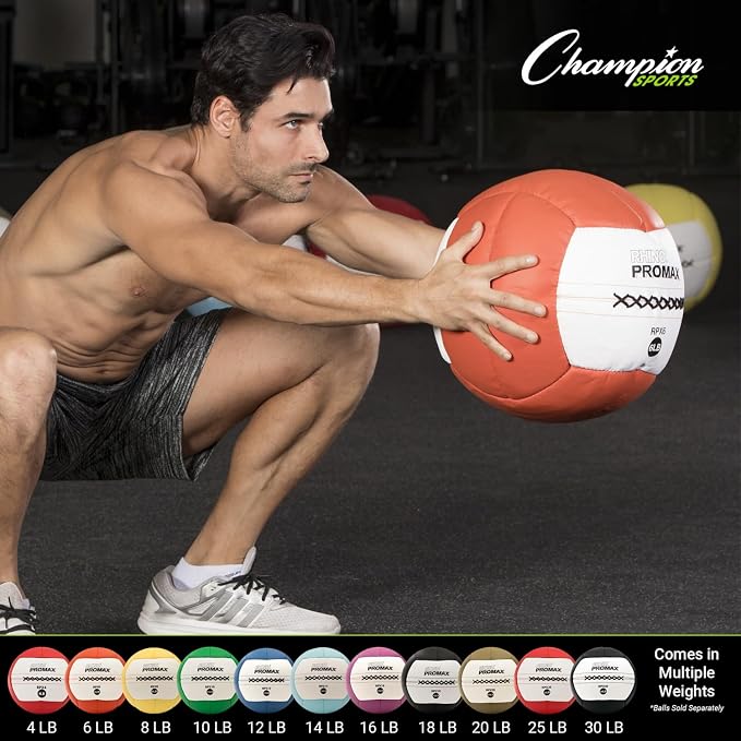 Champion Sports Rhino Promax Wall Balls - Soft Shell Non-Slip Grip for Weightlifting, Plyometrics, Cross Training, & Home Gym
