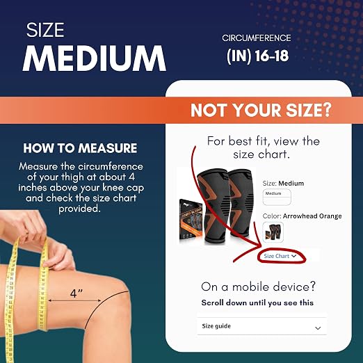 PhysFlex Knee Brace for Pain Relief - Knee Compression Sleeves for Men and Women - Support for Weightlifting, Gym, Workout, Volleyball, Arthritis (M, Black)
