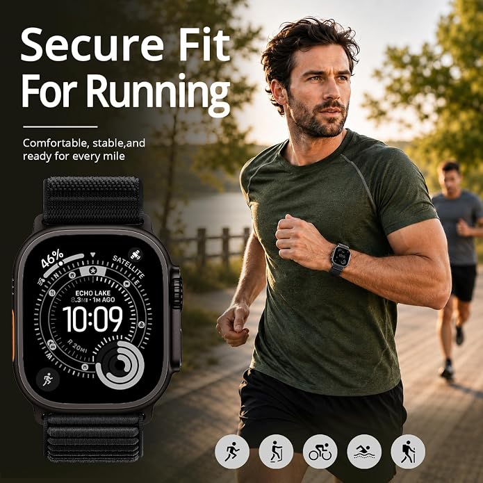 Nylon Loop Sport Band Compatible with Apple Watch Ultra 3 2 Band 49mm 46mm 45mm 44mm 42mm 41mm 40mm 38mm Women Men, Stretchy Strap Elastic Fabric Wristband for iWatch Series 11 10 SE 9 8 7 6 5 4 3 2 1