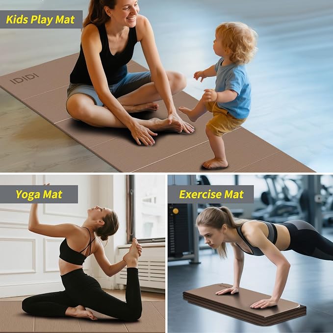 Foldable Yoga Mat Extra Large 74"×31.5" | Double-Sided Non-Slip,Extra Wide Foldable Design,8mm Extra Thick,Exercise Mat for Home, Studio and Travel Use