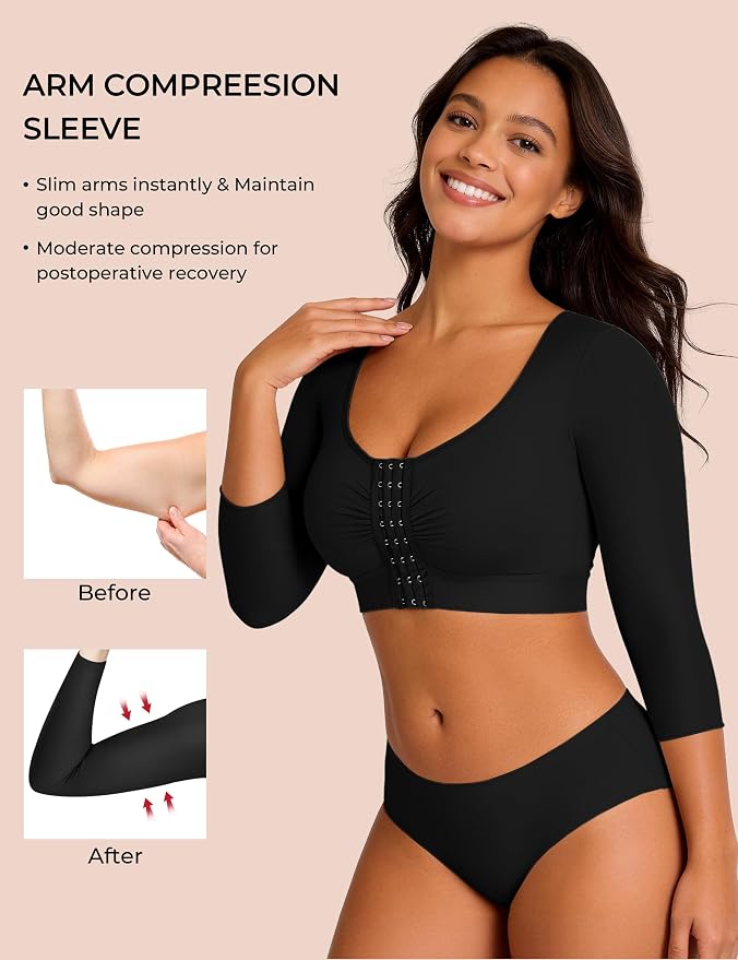 Arm Compression Sleeves for Women Post Surgery Front Closure Bra Slimming Arm Lipo Shapewear Top