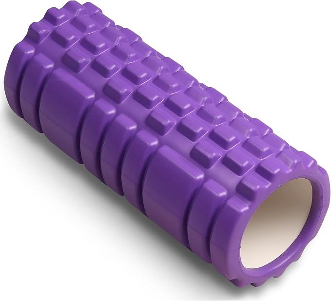 DRUNA Foam Roller for Muscle Massage, Pilates & Yoga 13"x5.5" Medium Firm PVC Foam Roller for Deep Tissue Massage, Recovery & Flexibility (Purple)