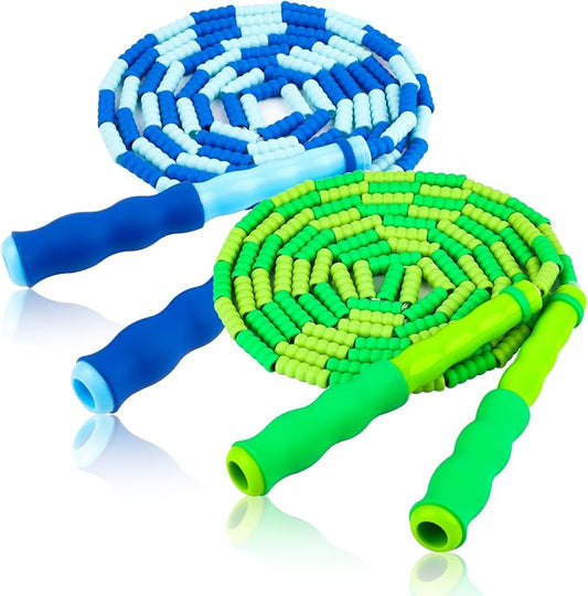 Jump Rope for Kids, Adjustable Jump Ropes for 4 5 6 7 8 10 12, Tangle Free | Jumping Rope Age 8-12, Segmented Soft Beaded Skipping Rope for Women Fitness