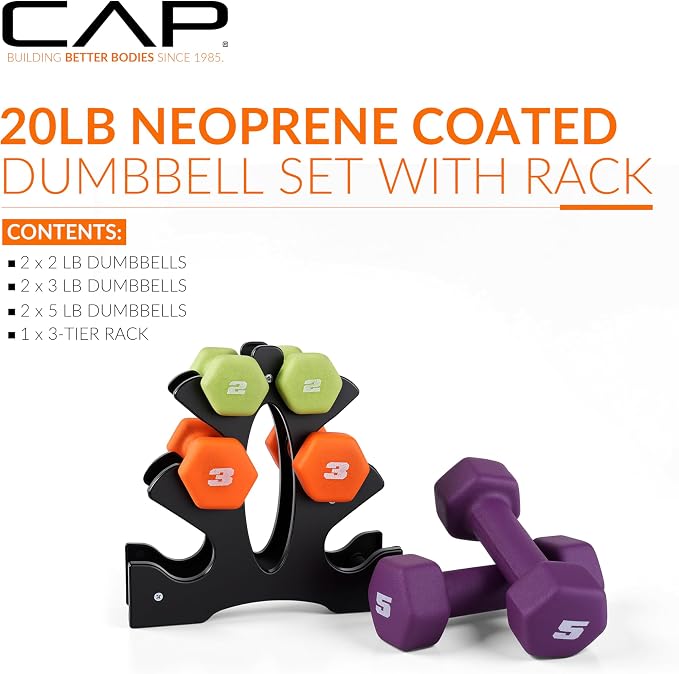 CAP Barbell Neoprene Dumbbell Weights Pairs & Sets | Color Series