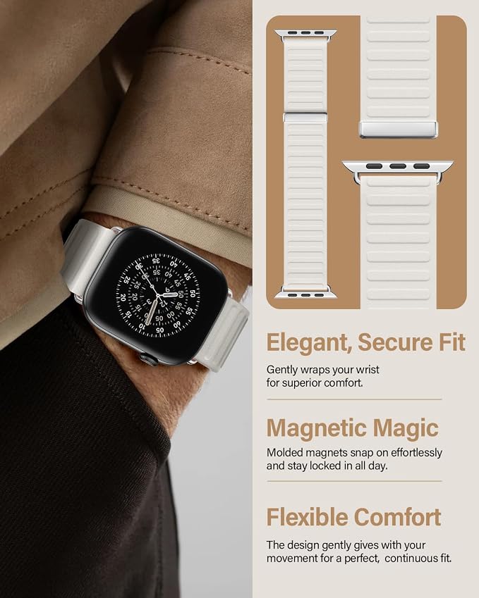 Magnetic Link Sport Band Compatible with Apple Watch Bands for Men Women | Patented Solo Loop Band 40mm 38mm 41mm 44mm 45mm 42mm 49mm, Sport Strap for iWatch Series 11 10 9 8 7 6 5 4 3 2 1 Ultra SE