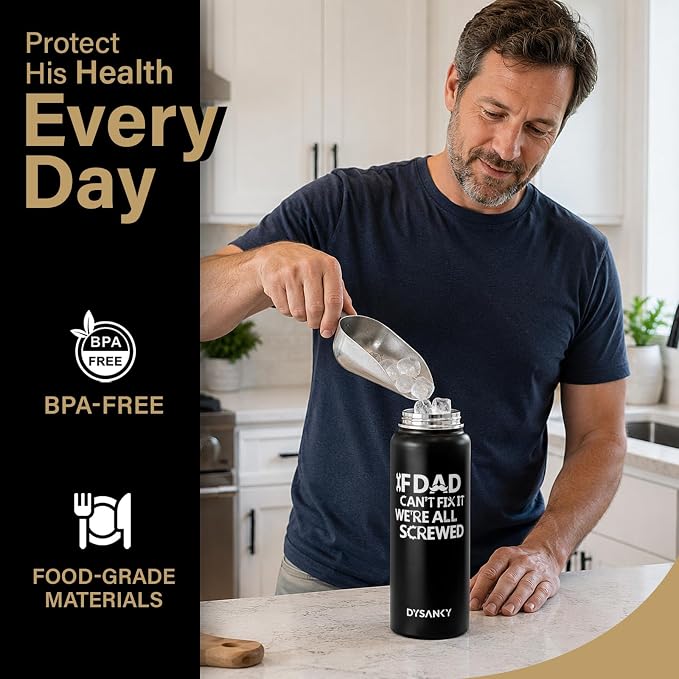 DYSANKY Fatehers's Day Water Bottle Gift– Insulated Stainless Steel Bottle with Carrier Bag, Strap & Gift Box – BPA-Free – Ideal for Hiking, Camping & Travel 40 oz