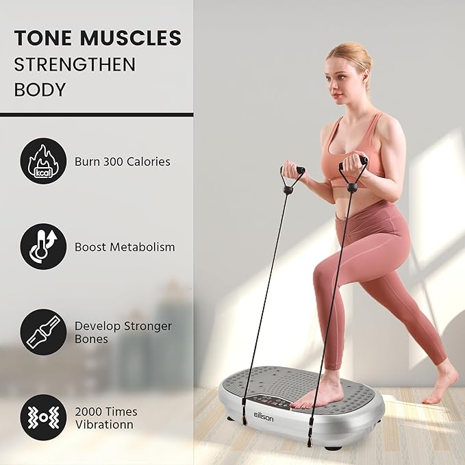FitMaxx 3D XL Vibration Plate Exercise Machine - Whole Body Workout Vibration Platform w/Loop Bands - Lymphatic Drainage Machine for Weight Loss, Shaping, Recovery