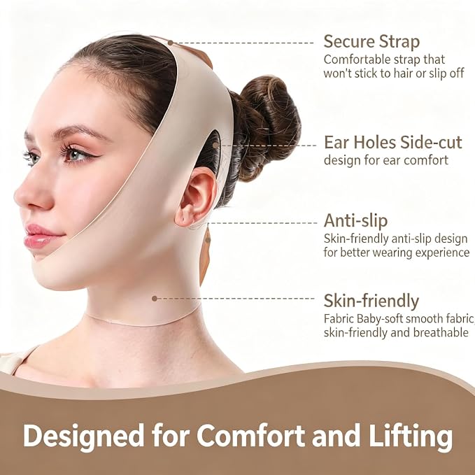 Chin Strap for Sleeping,V Line Face Lift Belt Sleep Wearable,Double Chin Remover Jawline Sculptor,Anti Sagging Facial Contouring