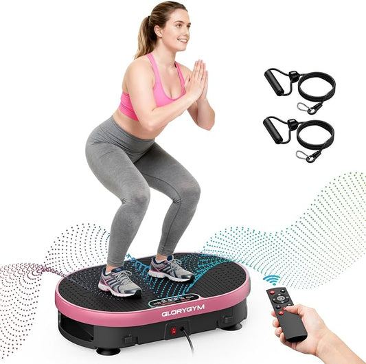 Vibration Plate Exercise Machine for Body Shaker Machine & Weight Loss, Shake Plate with Resistance Bands, 120 Speed Levels, Remote Control, Full Body Workout, Compact Home Gym Equipment