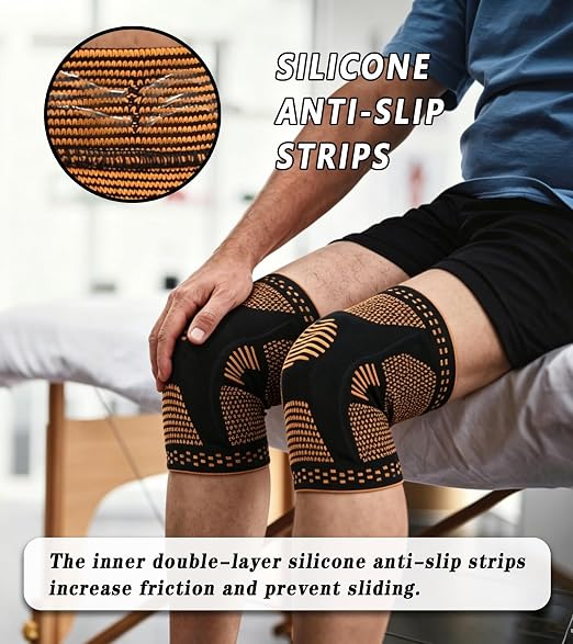 2 Pcs Knee Compression Sleeves for Men Women, Compression Knee Brace with Patella Gel Pad & Side Stabilizers,Knee Support for Meniscus Tear, Arthritis, Knee Pain Relief, Sports (Black and Brown, X-Large)