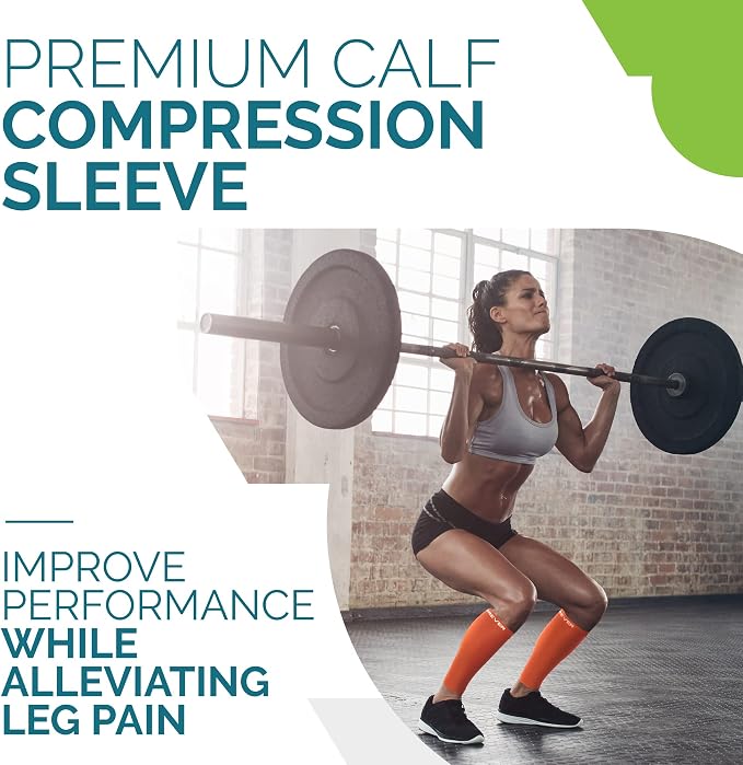 Run Forever Calf Compression Sleeve for Men & Women, 20-30mmHg Compression | Leg Sleeve for Shin Splints, Varicose Veins, Swelling & Pain Relief | Footless socks for Running, Cycling & Travel
