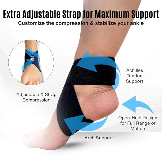 Ankle X Strap for Achilles Tendon and Planter Fasciitis Support, 1 Pack, Ankle Tendonitis Pain Relief Support Brace, Hiking, Soccer, Basketball, Running, Tennis, Volleyball & Pickleball