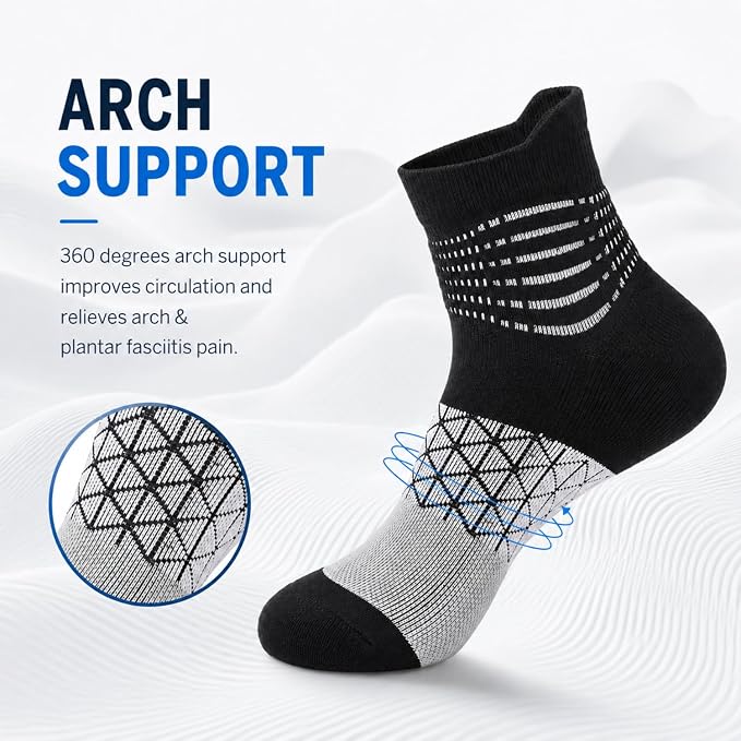 IRAMY Compression Ankle Support Socks Women Wicking Cushioned Athletic Plantar Fasciitis Relief 3/4/6 Pairs