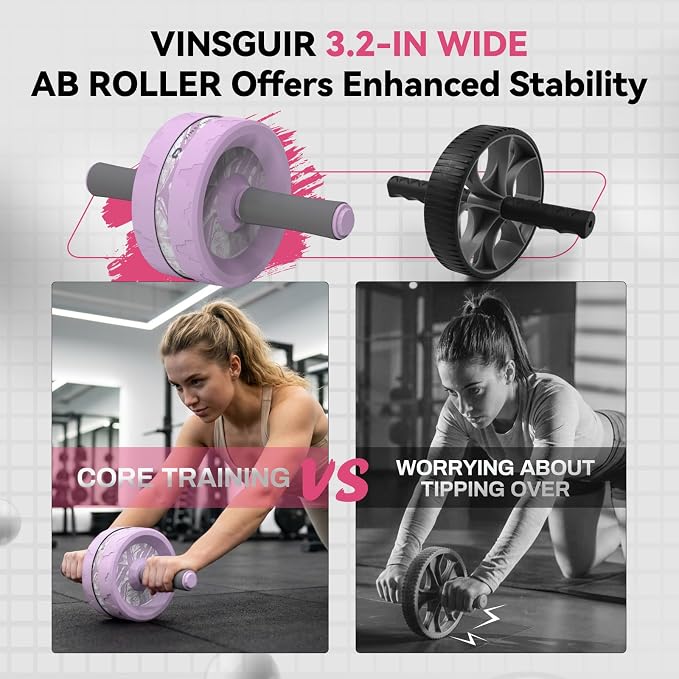 VINSGUIR Ab Roller Wheel, Abs & Core Workout Equipment for Home Gym with Knee Pad Accessories, Abdominal Wheel for Full-body Strength Training