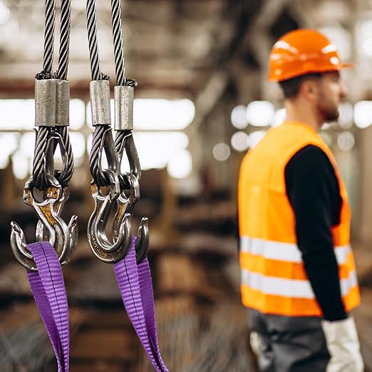 Lift Sling Straps,1" x 2' 2-Ply Heavy Duty Flat Eye Lift Slings 2P | Polyester Lifting Strap Nylon Tree Saver Recovery Strap Web Sling Rigging Moving Tow Hoist Gear Straps 3200lb 2600lb 6400lb