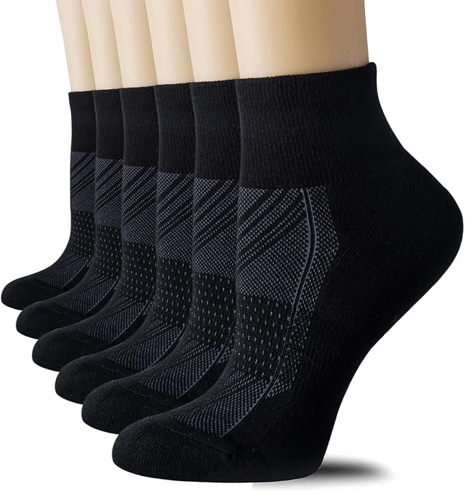 CS CELERSPORT 6 Pairs Women's Running Ankle Socks Athletic Sport Socks Cushioned