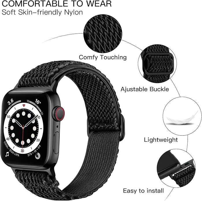 Lerobo Stretchy Nylon Solo Loop Band, Compatible with Apple Watch Series 11 10 9 8 7 6 5 4 3 SE3/2/1 Ultra3/2/1, Adjustable Strap for iwatch Band 44mm 45mm 46mm 49mm 42mm 40mm 41mm 38mm for Women Men