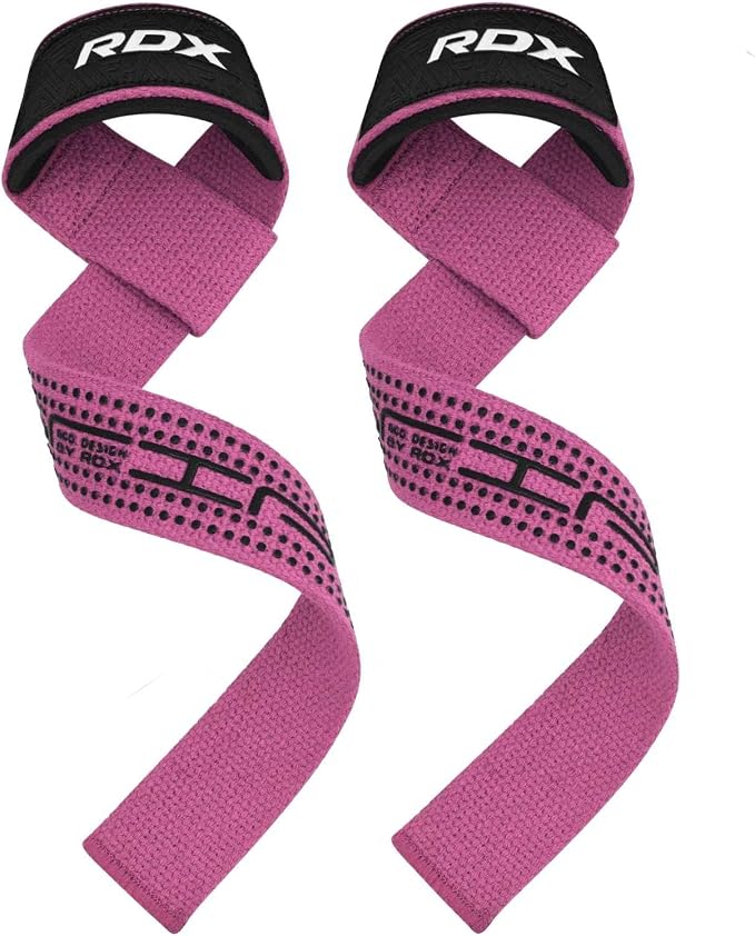 RDX Lifting Straps for Weightlifting –100% Cotton Heavy Duty Gym Wrist Strap with 5MM Neoprene Padding, 60CM Anti-Slip Hand Grip Wraps for Deadlifts Powerlifting Workouts Strength Training, Men Women