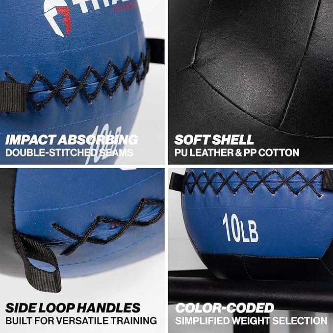 Titan Fitness Soft Leather Medicine Wall Ball Durable, Endurance, Cardio, Core Strength