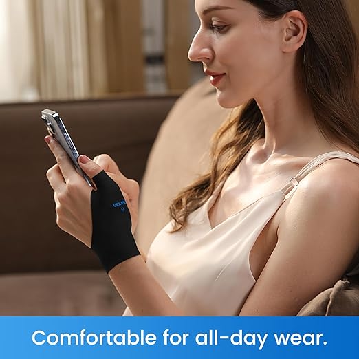 VELPEAU Elastic Thumb Wrist Support Brace (Pack of 2), Splashproof Compression Sleeve for Arthritis Pain, Tendonitis, Sprains, Sports, Splint Liner, Fits Left & Right Hands (Long Version - Black, Small)