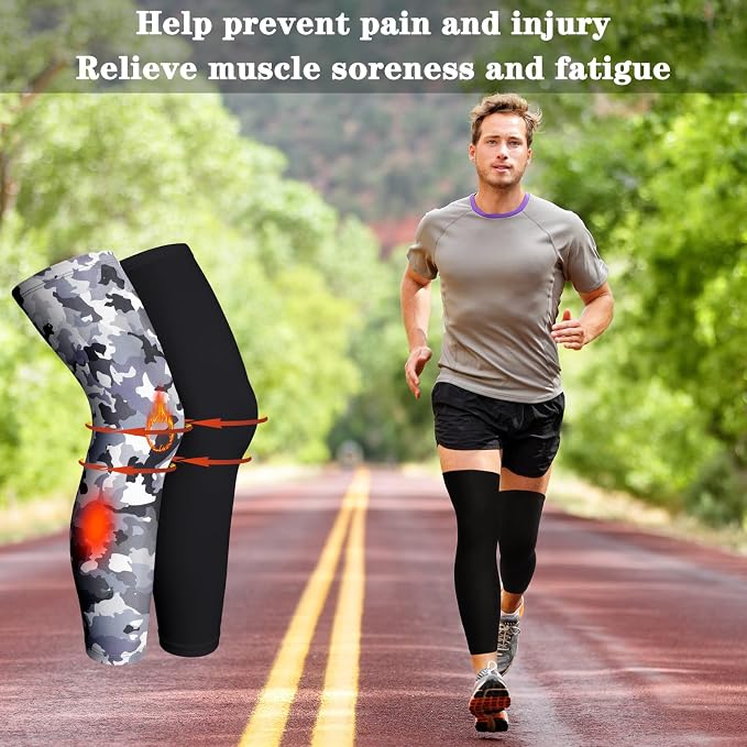 Skylety Compression Leg Sleeve Full Length Leg Sleeves Sports Cycling for Men Women, Running, Basketball