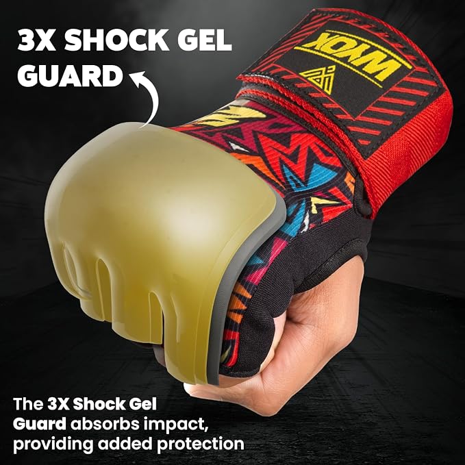 WYOX Neoprene Gel Boxing Hand Wraps Inner Gloves for Men & Women – 80cm/31in Quick Wrist Strap, Padded Knuckle Protection, Fingerless MMA Muay Thai Kickboxing Wraps for Training & Martial Arts