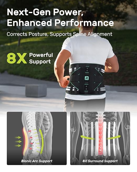 Rakiie Back Brace for Lower Back for Women Men, Elastic Back Support Belt with 8 Stays for Lifting at Work, Breathable Soft Lumbar Support, Blue S