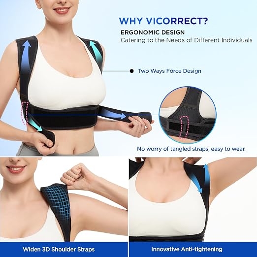 Posture Corrector for Women and Men, Adjustable Upper Back Brace for Clavicle Support and Providing Pain Relief from Neck, Shoulder, and Upper Back (Black, Large/X-Large)