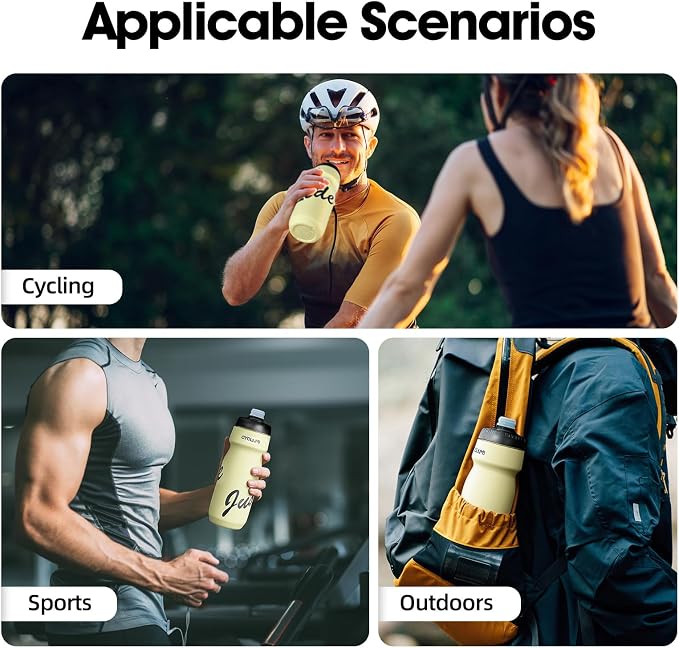 Bike Water Bottle 22oz/650ml Cycling Squeeze Water Bottle BPA Free Leakproof Easy-Squeeze Sports Bottles for Bicycle Gym Camping Hiking Sprout Green