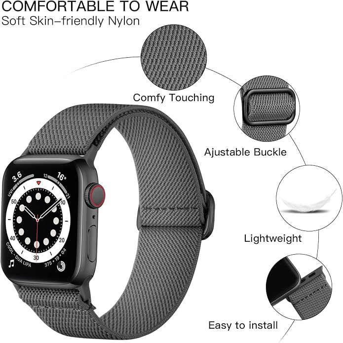 Lerobo Braided Band Compatible with Apple Watch Series 11 10 9 8 7 46mm 45mm 41mm Ultra SE 3 2 1 49mm Series 6 5 4 3 44mm 40mm 38mm 42mm Men iWatch Bands Women Stretchy Nylon Solo Loop Sport Strap