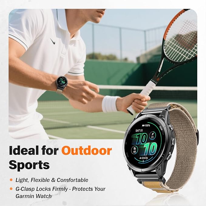 Alpine Loop Nylon Watch Band Compatible with Garmin Fenix 5/6/7/8 47mm, Quickfit 22mm Rugged Watch Bands for Garmin Epix Gen 2/Fenix 8 Pro 47mm/7 Pro/6 Pro/5 Plus/Forerunner 935/S62