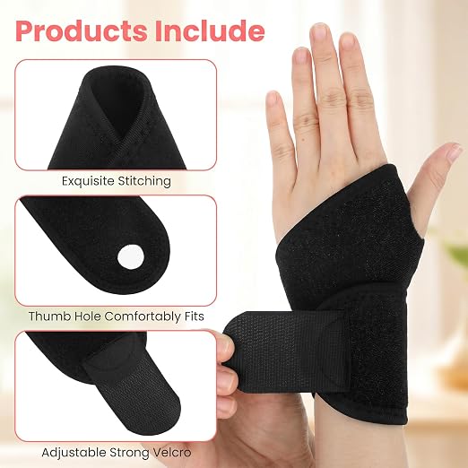 Kids Wrist Brace 4 Pack, Wrist Support Braces Adjustable Compression | Flexible Adjustable Wrist Stabilizer with Compression Straps Supportive Wrist Guard for Kids Sports and Night Sleeping Use