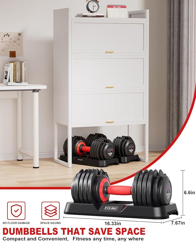Adjustable Dumbbell Set, 10-in-1 25LB/50LB/90LB Ajustable Dumbbells with Safe Locking System, Enclosed Storage Tray, 1 Sec Fast Adjustment, Comfortable Non-Slip Textured Grip, Suitable for Home Gym Workouts Men and Women